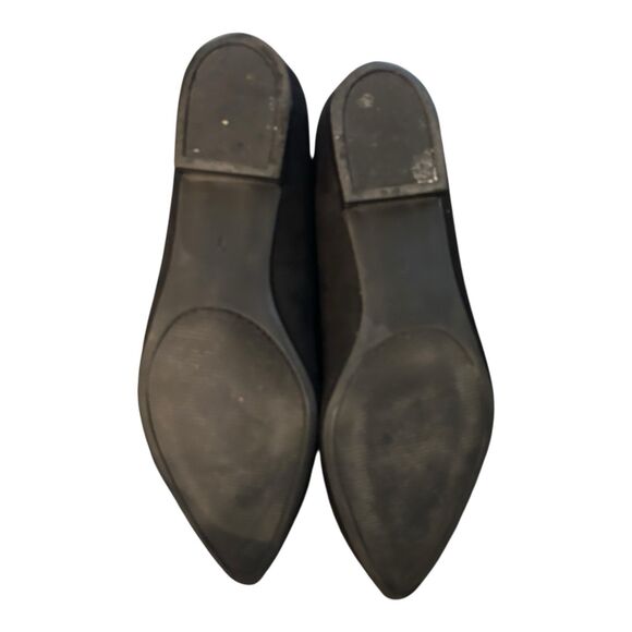 Coach and Four Mirrored Heel Black Suede Pointed Toe Flats Sz 9 - Picture 3 of 5